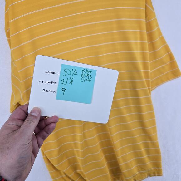 Nike Golf Dri-Fit Polo Shirt Mens XL Yellow Striped Performance 358325-739 Logo - Picture 12 of 12